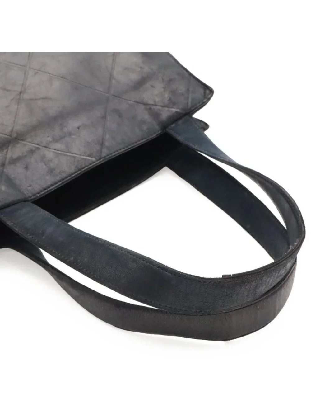 Chanel Boutique Tag Handle Tote Bag Lattice Lambskin Leather Black
